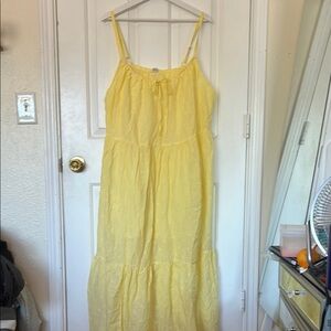 Old Navy Yellow Ruched Tiered Sundress